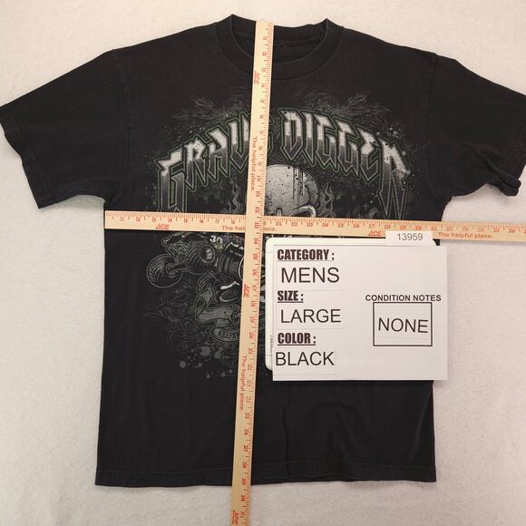 Grave Digger Monster Truck Graphic Short Sleeve Crew Neck Shirt Men Size L Black - Picture 5 of 9